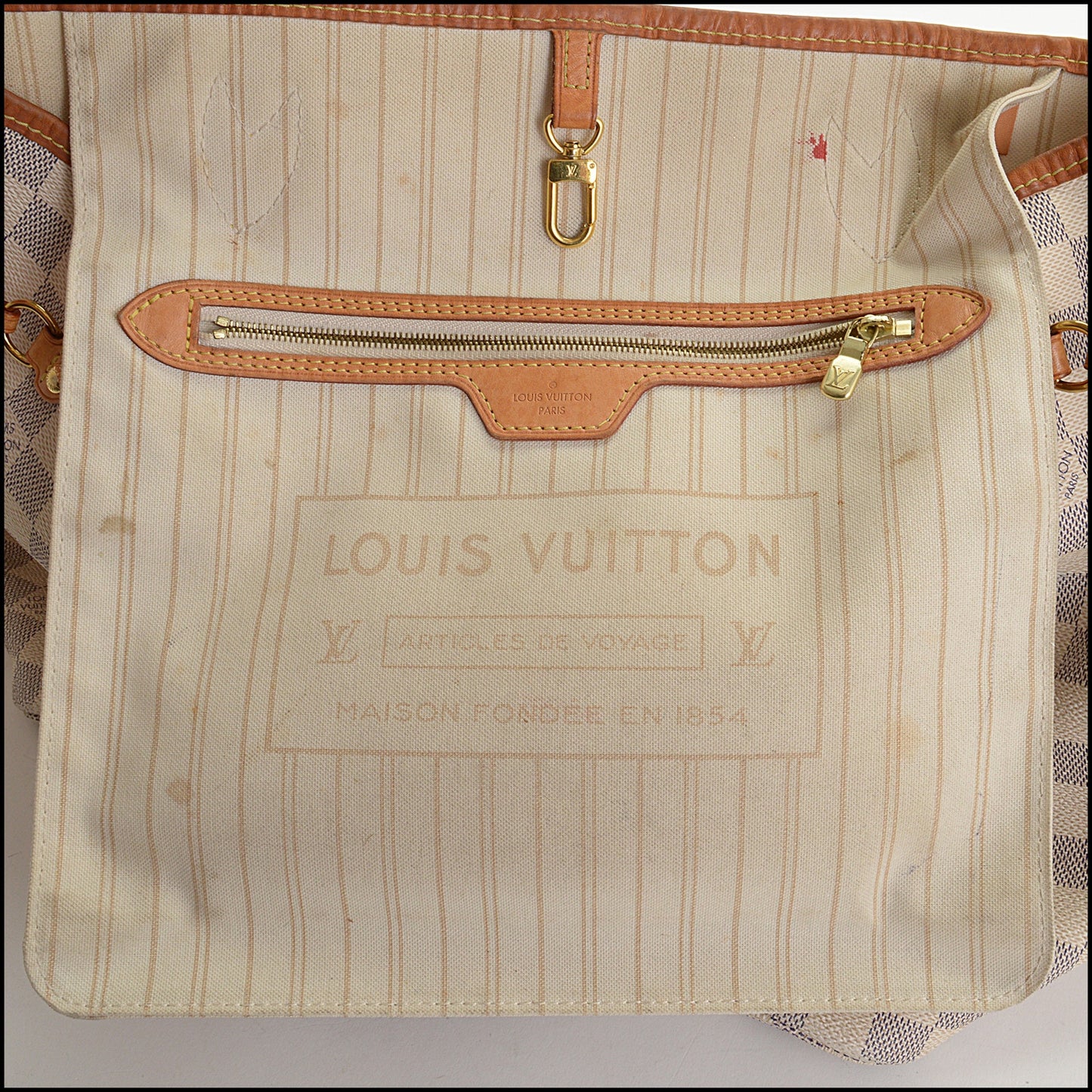 RDC14675 LOUIS VUITTON 2015 Damier Azur Neverfull MM Tote Bag