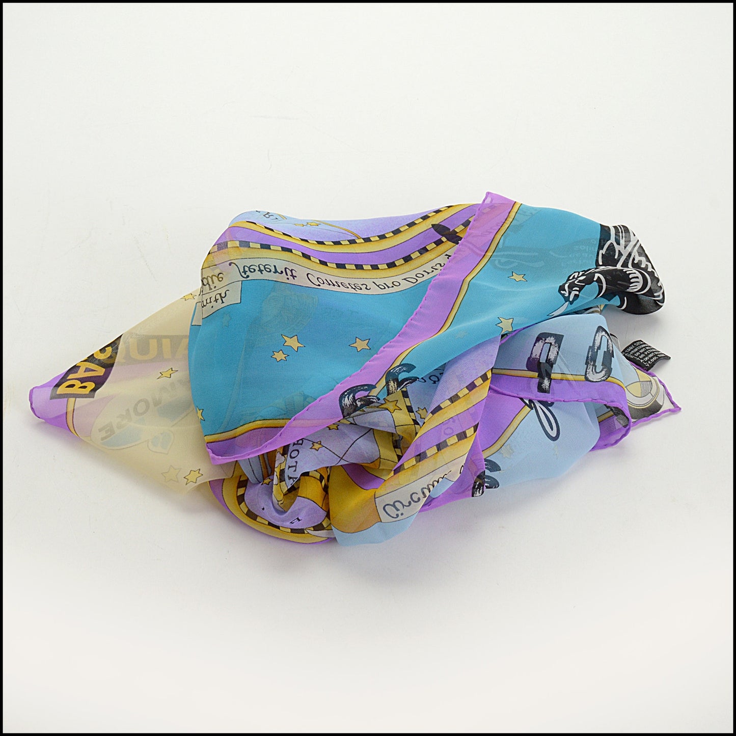 RDC14798 GIANNI VERSACE Vintage Aqua Comets Silk Chiffon Scarf