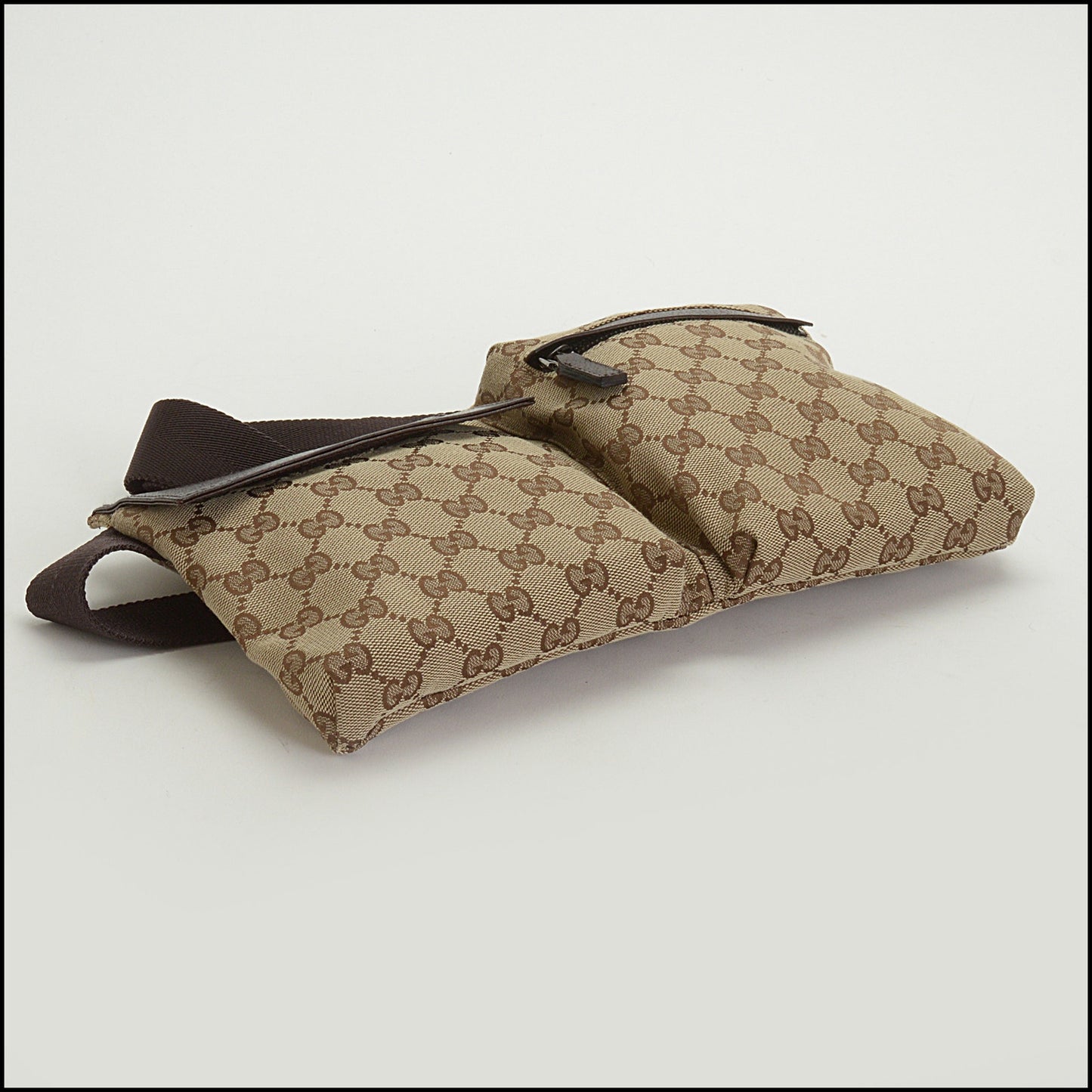 RDC14785 GUCCI Brown Monogram GG Canvas Hip Belt Bag Fanny Pack