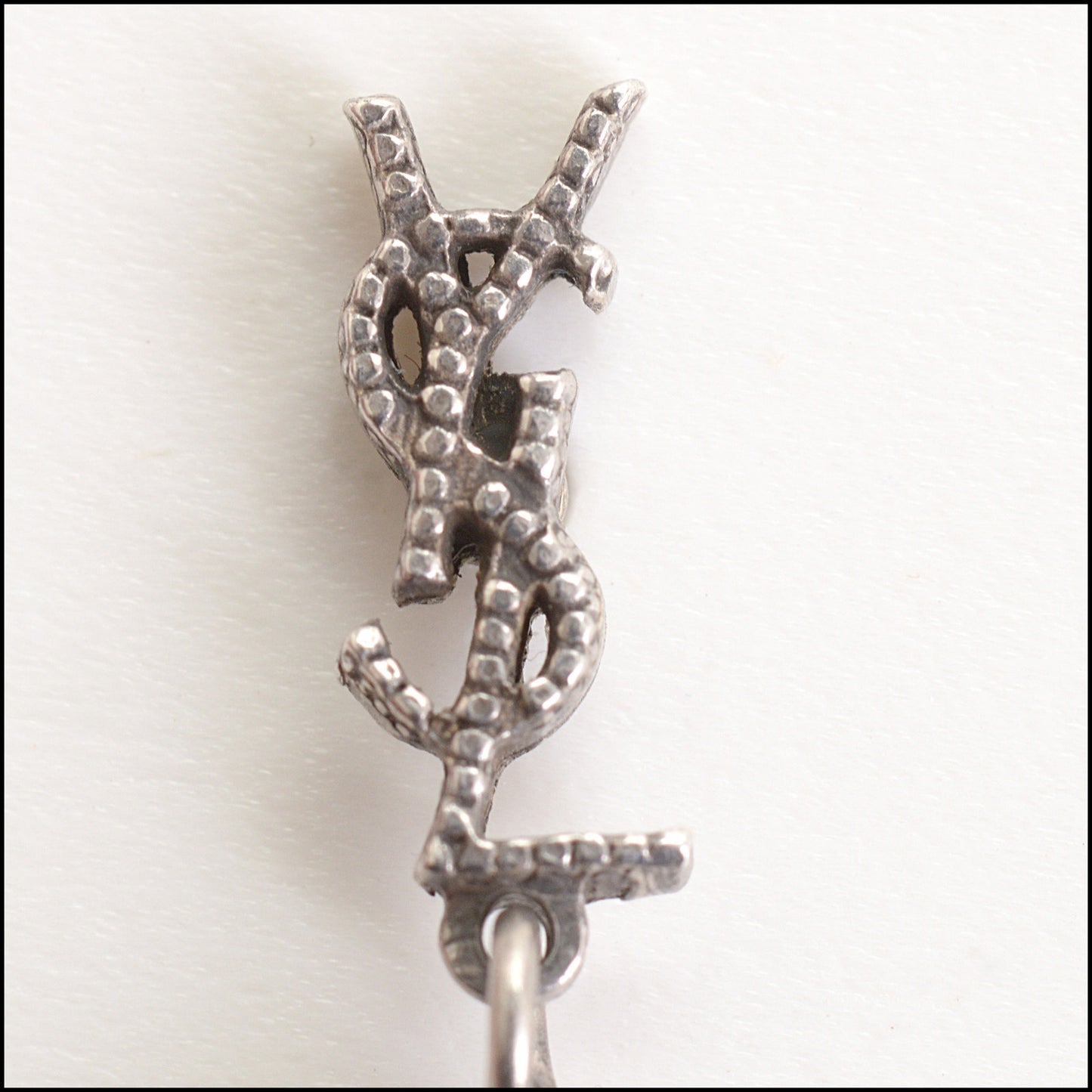 RDC14708 SAINT LAURENT YSL Dark Silver Chain Fringe Dangle Earrings
