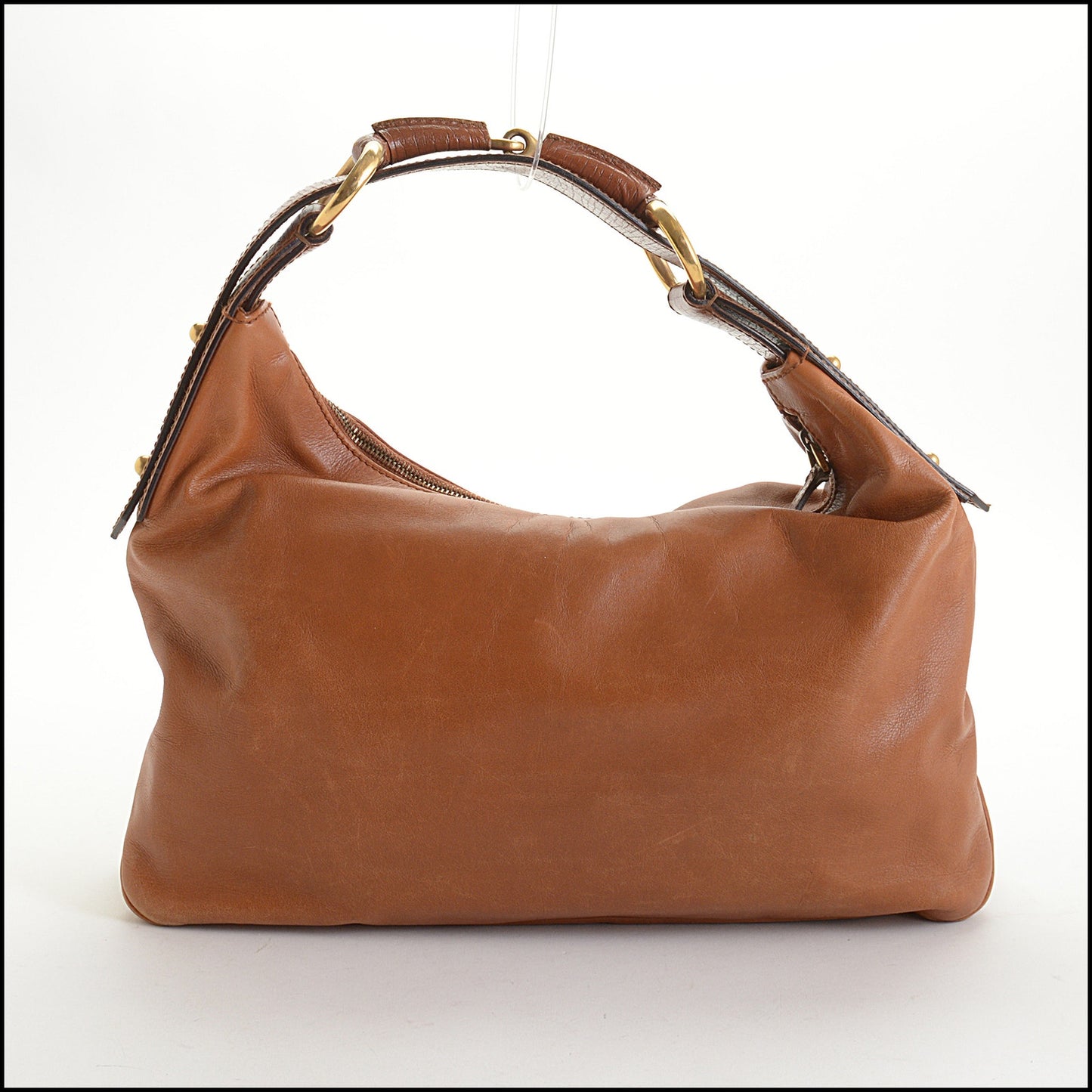 RDC14819 GUCCI Saddle Brown Leather Double Horsebit Hobo Bag