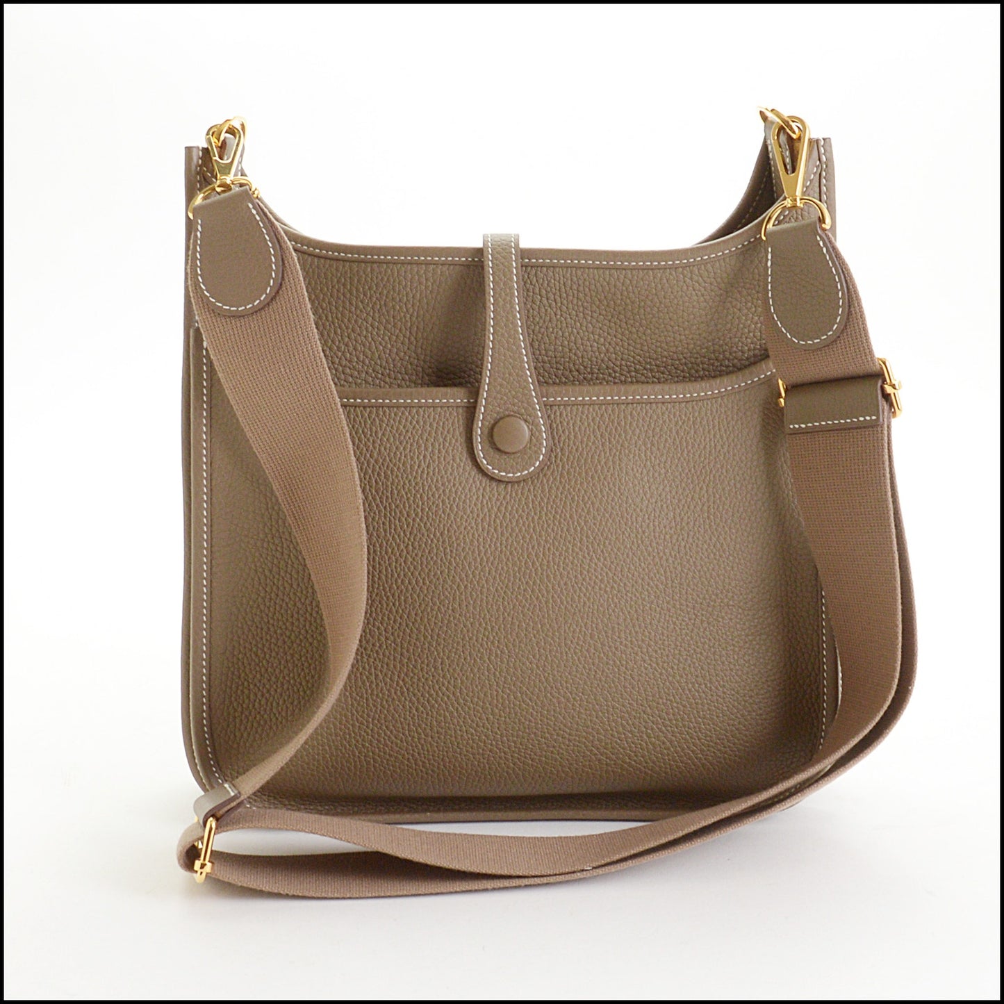 RDC14917 HERMES 2021 Etoupe/Taupe Clemence Leather Evelyne III 29 Pocket Crossbody Bag
