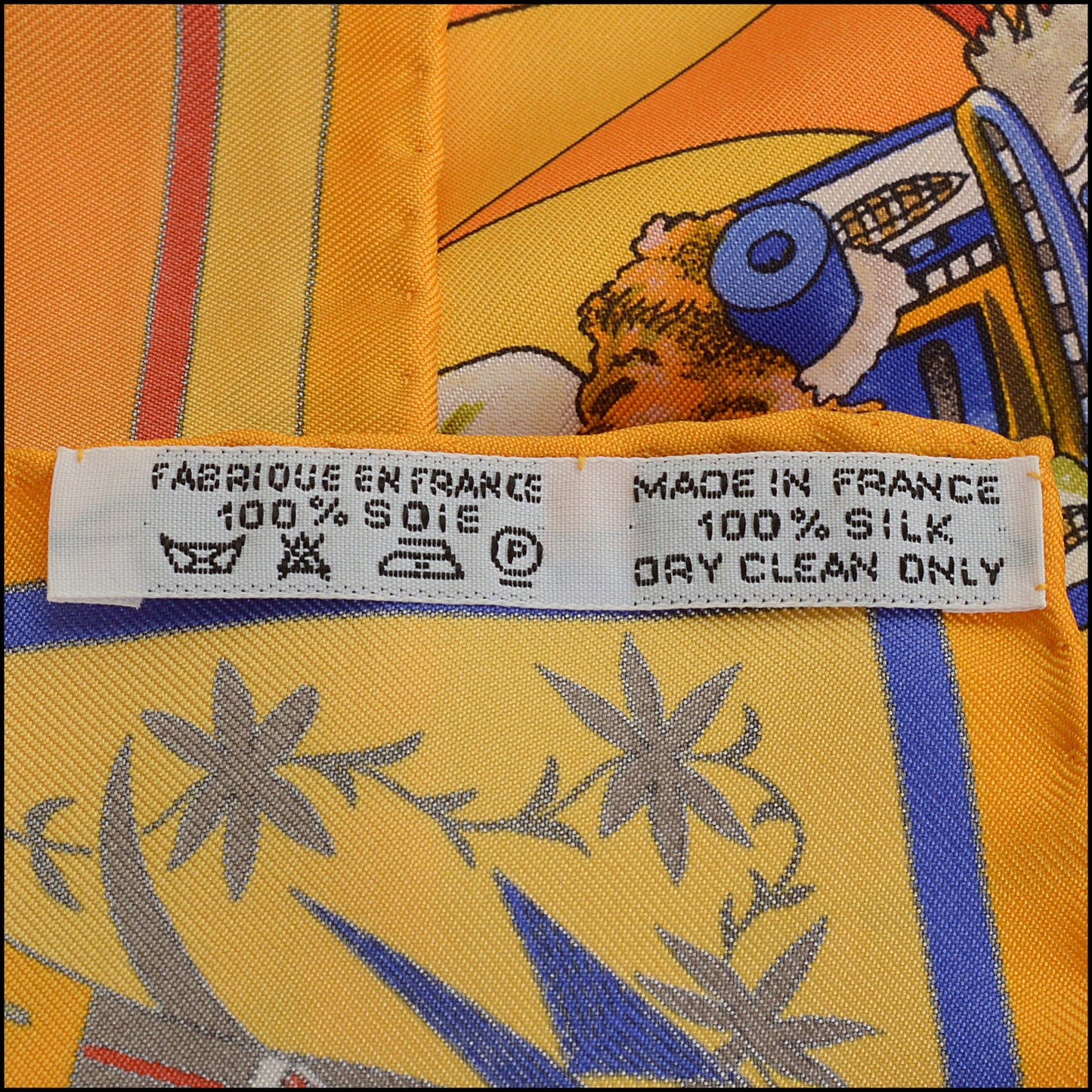 RDC14891 HERMES Vintage Saffron "Kachinas" 90cm Silk Scarf Kermit Oliver