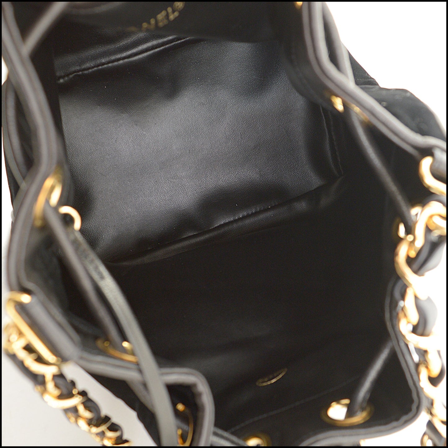 RDC14624 CHANEL Vintage '91-'94 Black Velvet CC Drawstring Small Bucket Bag