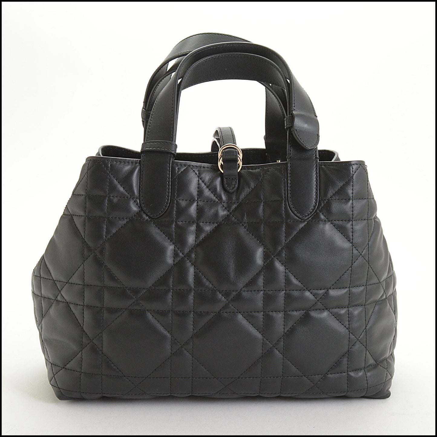 RDC14942 CHRISTIAN DIOR Black Macrocannage Quilted Calfskin Toujours Medium Tote Bag