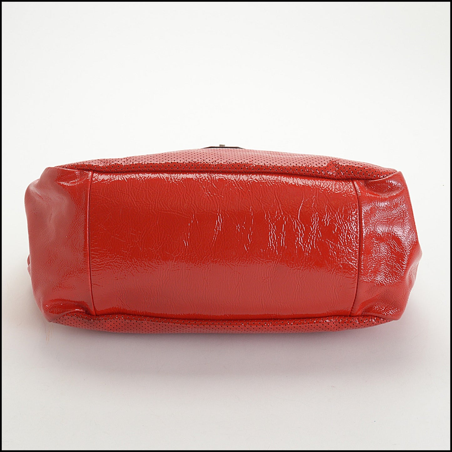 RDC14646 ALEXANDER MCQUEEN Red Patent Perforated Flap Bag