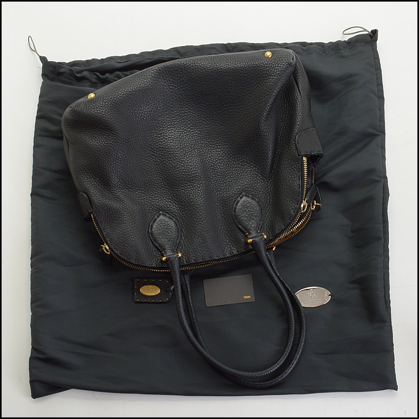 RDC14493 Fendi Selleria Black Pebbled Leather Dome Bag