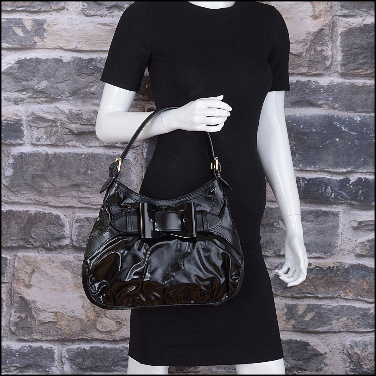 RDC15061 GUCCI Black Dialux Bow Detail Queen Hobo Bag