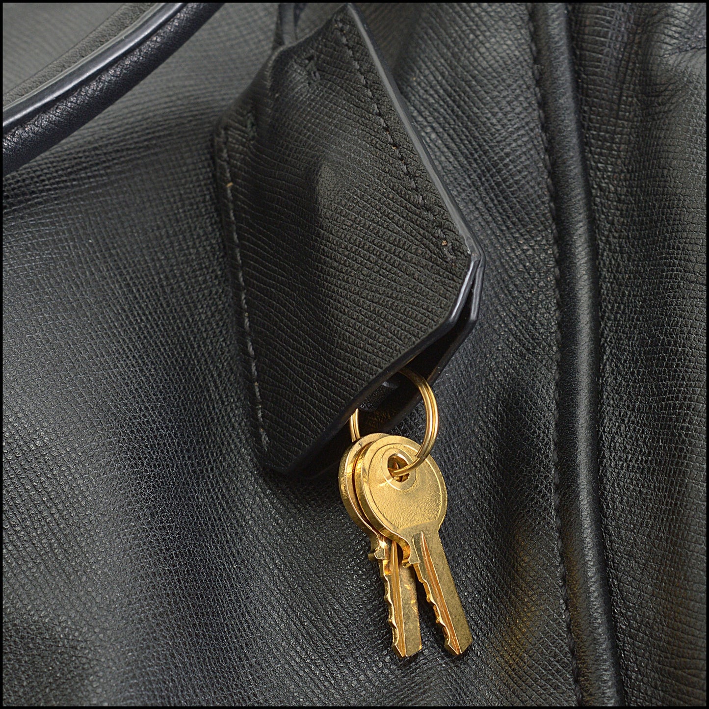 RDC14812 PRADA Saffiano Leather Gold & Silver Zippers Shoulder Bag