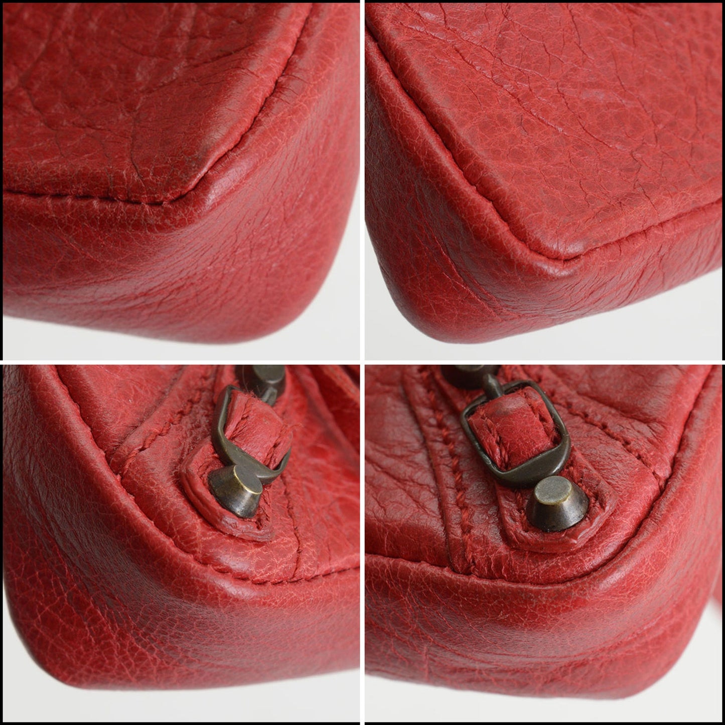RDC14344 Authentic BALENCIAGA '12 Poppy Red Mini Moto Bag Charm Keyring