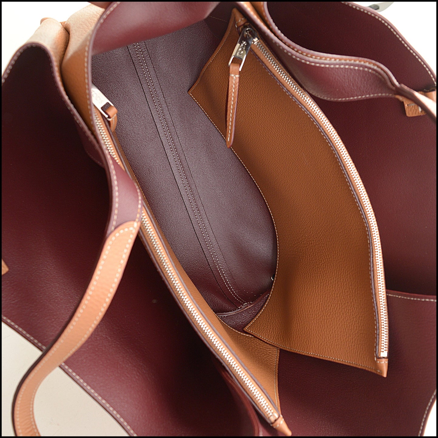 RDC14933 TOD'S Brow/Burgundy Leather Mancini Media Tote Bag