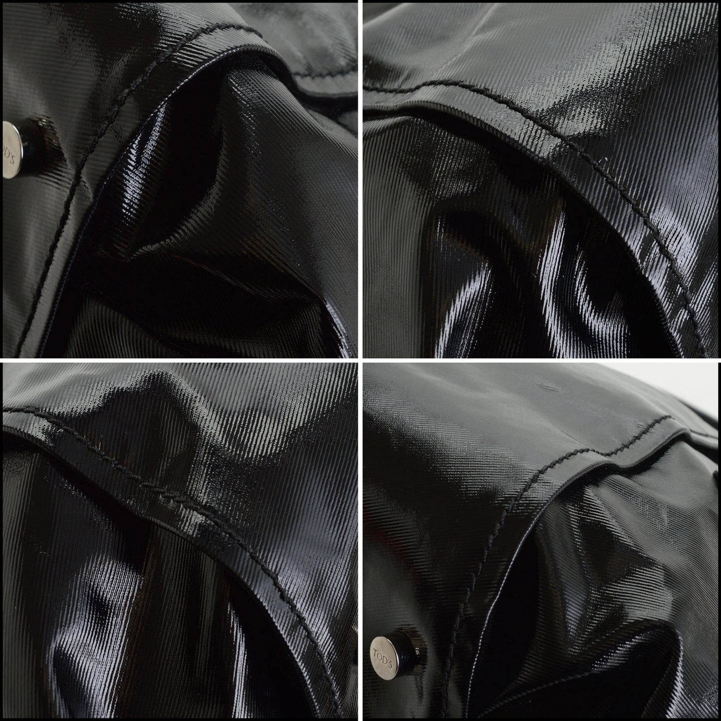 RDC14383 Authentic TOD'S Black Patent PVC Bucket Bag