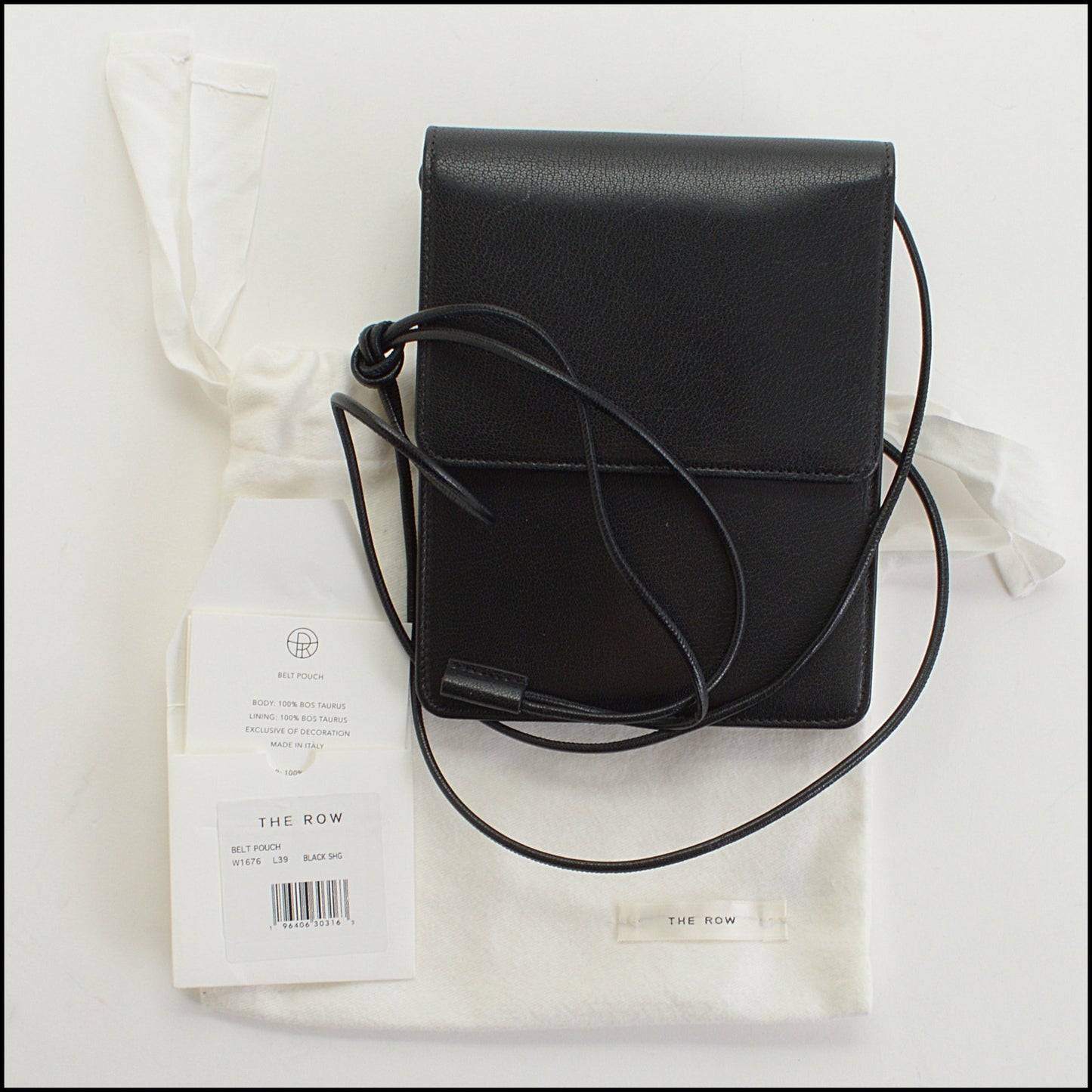 RDC14503 THE ROW Black Leather Belt Pouch Bag