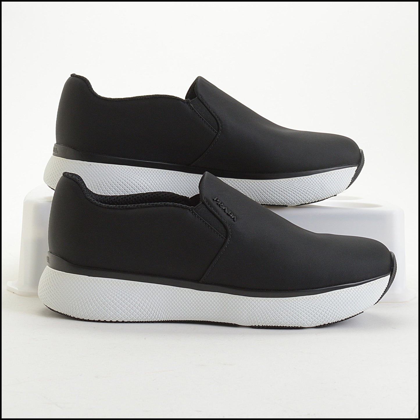 RDC14831 PRADA Black Re-Nylon Slip-on Sneakers size 37