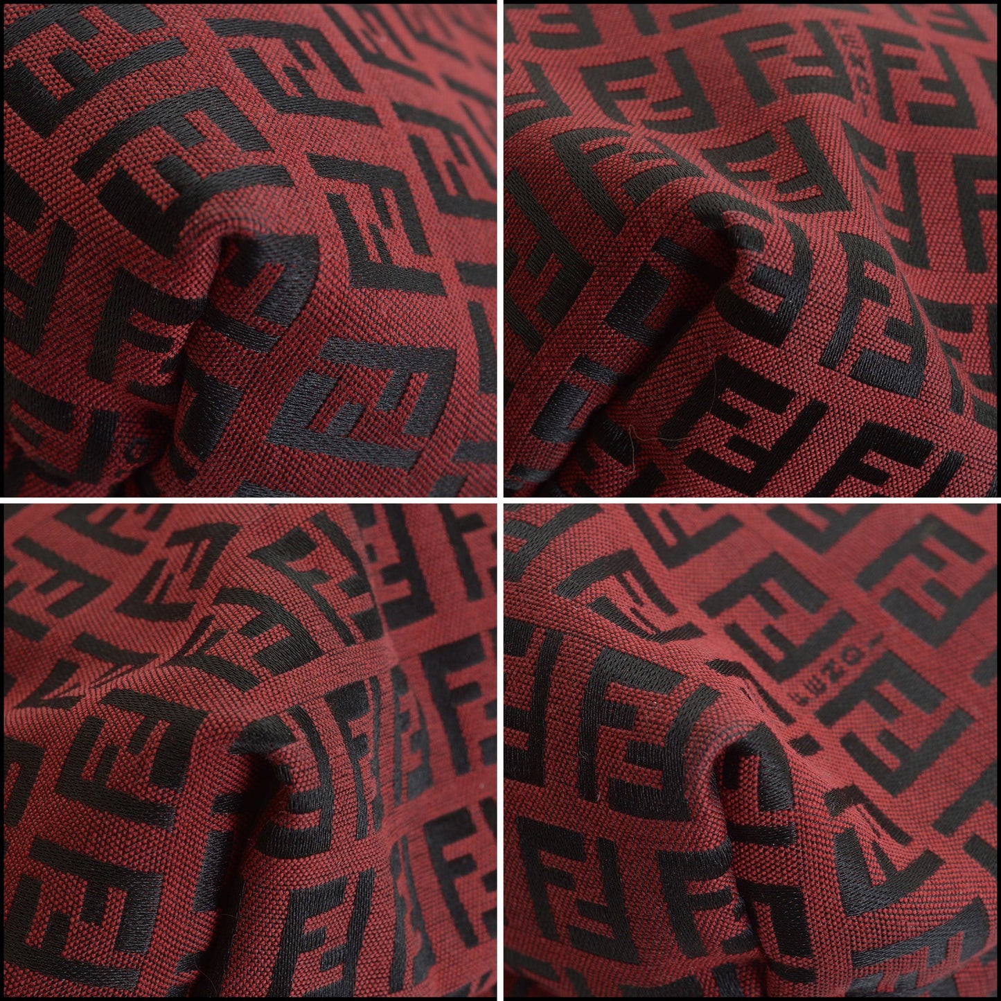 RDC14852 FENDI Red & Black Zucchino Canvas Mini Tote
