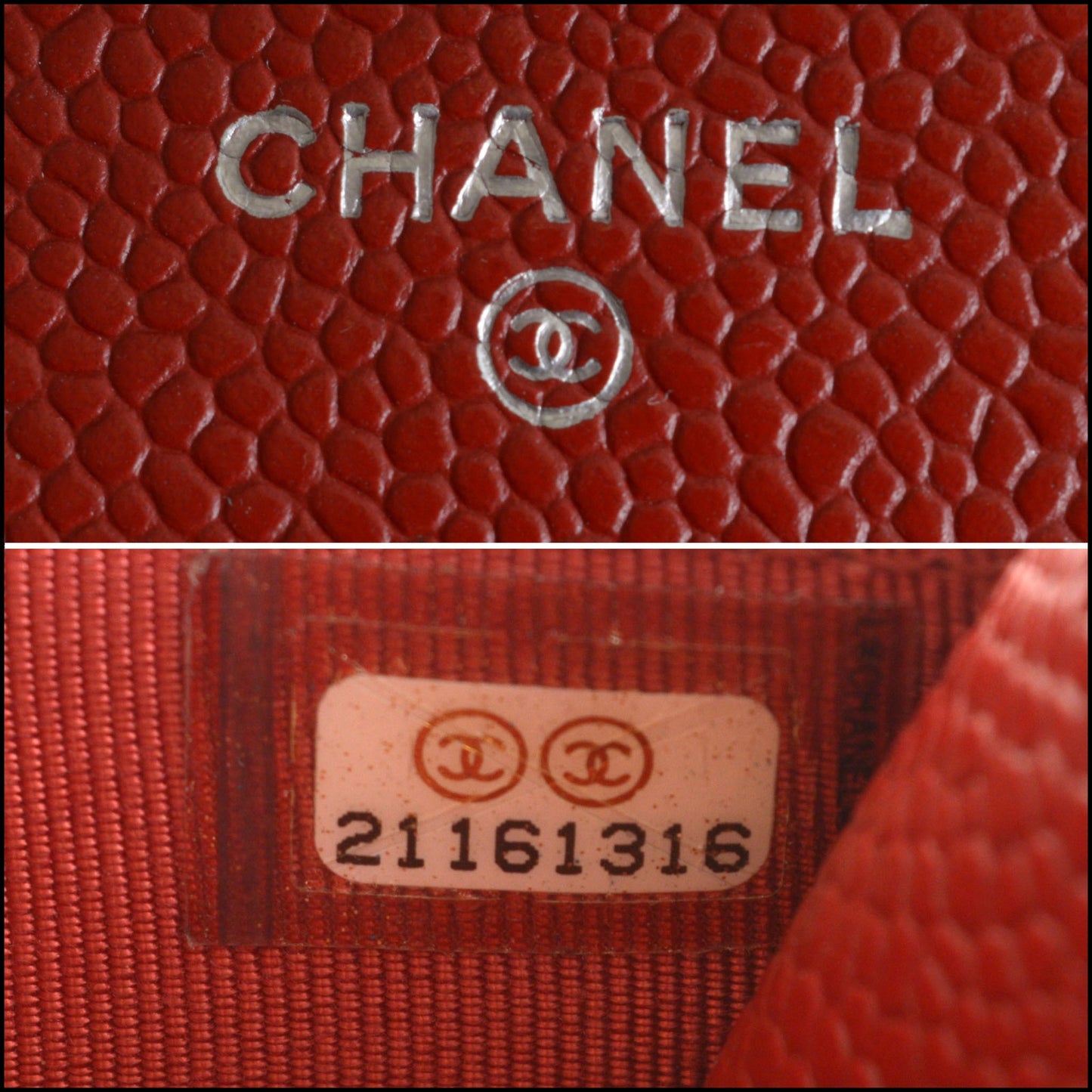 RDC14912 CHANEL '15-16 Red Caviar Leather Silver HW Classic Wallet on Chain