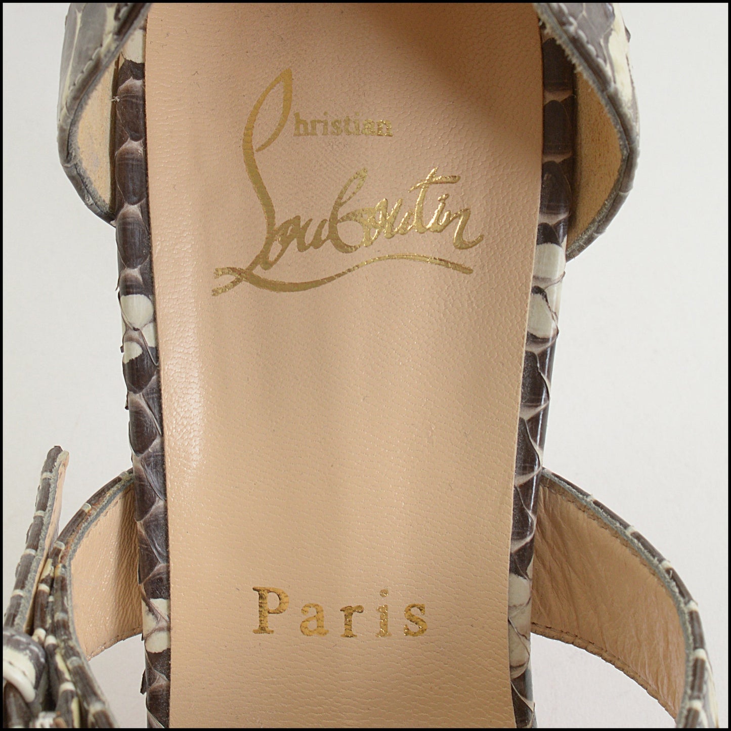 RDC14665 CHRISTIAN LOUBOUTIN Python Criss Cross High Heel Atalanta Sandals Size 38