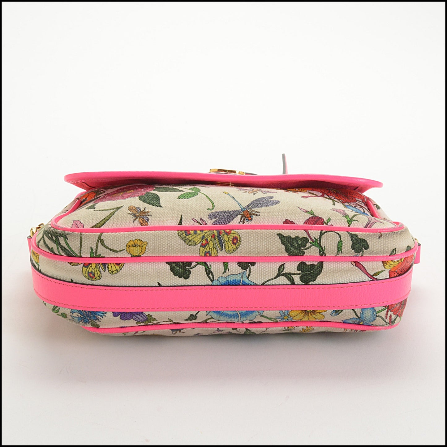 RDC14494 Gucci Fluorescent Pink Floral Canvas Crossbody Bag