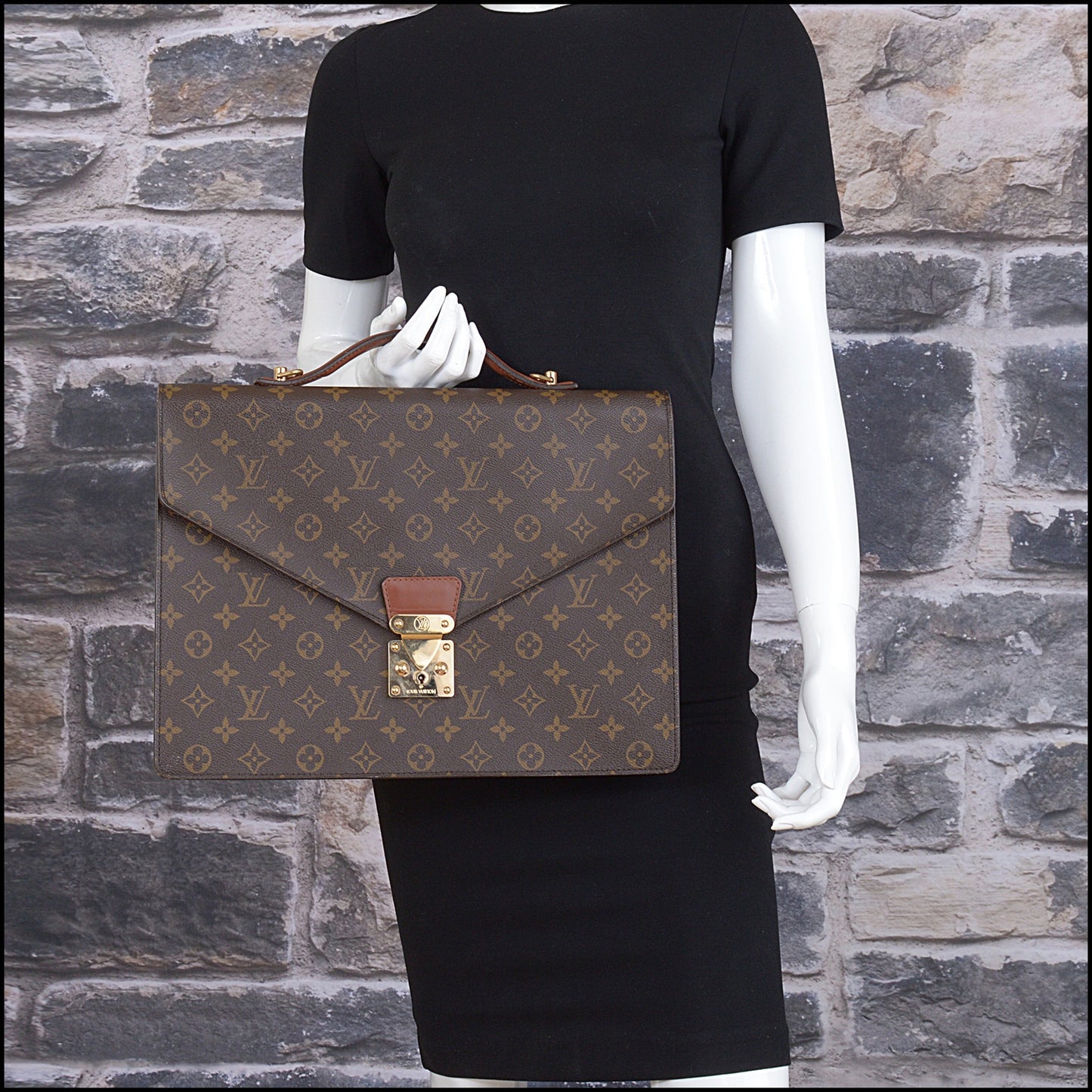 RDC15549 LOUIS VUITTON '94 Brown LV Monogram Canvas Document Portfolio Bag