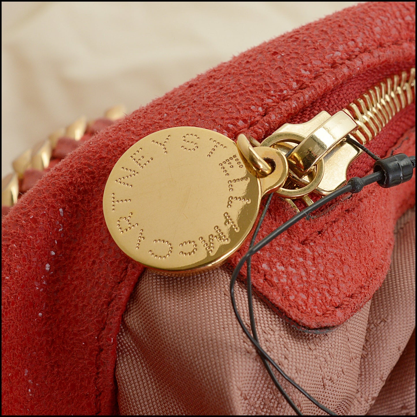RDC14651 STELLA MCCARTNEY Red Faux Brushed-Leather Falabella Medium Shoulder Bag