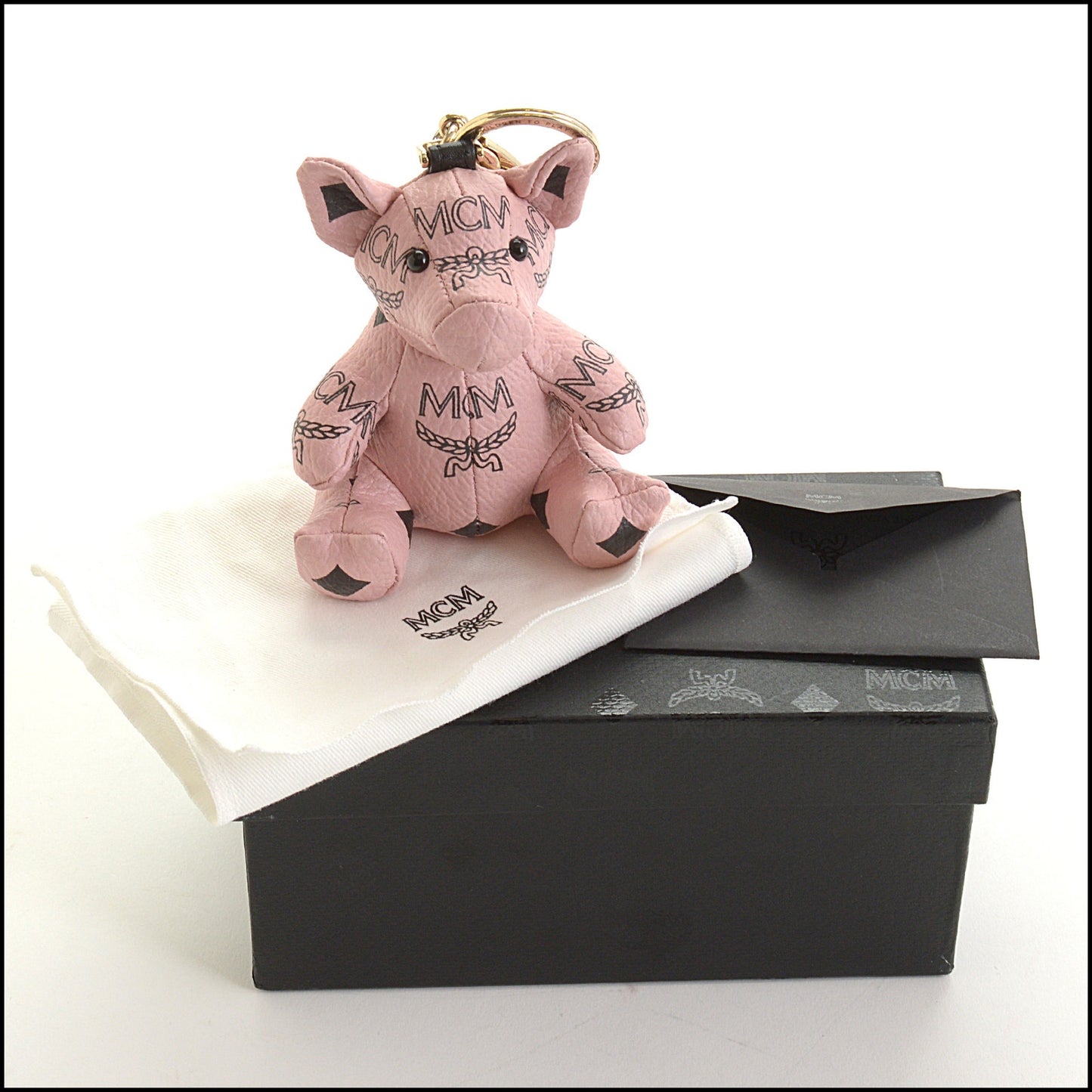 RDC14514 MCM Pink Visetos PVC Pig Keychain Charm