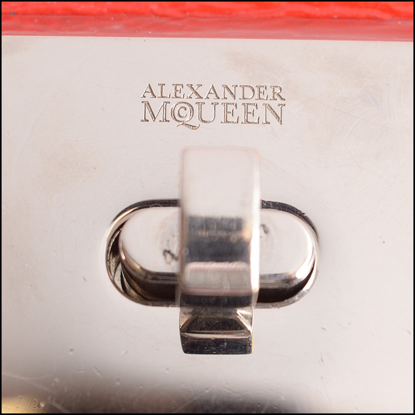 RDC14646 ALEXANDER MCQUEEN Red Patent Perforated Flap Bag