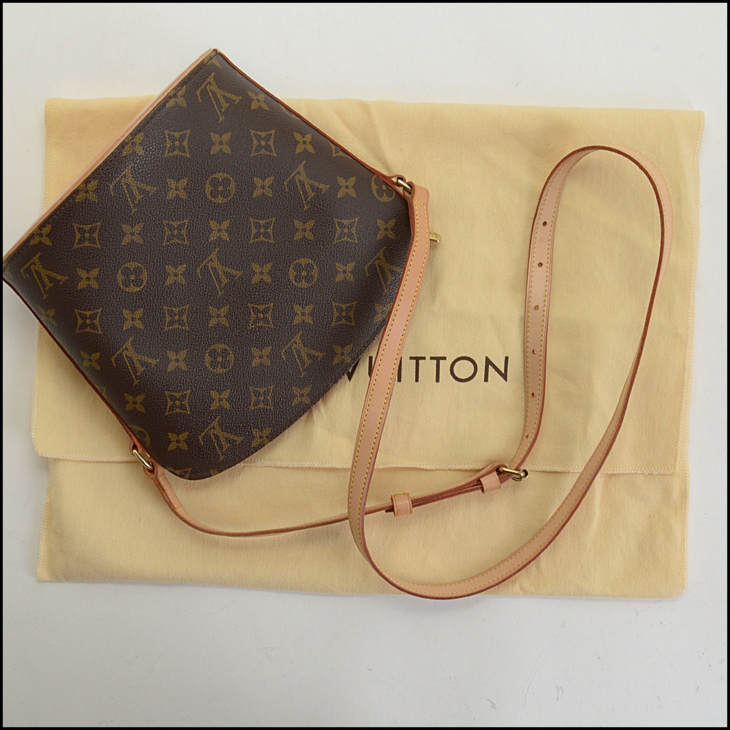 RDC14937 LOUIS VUITTON Dark Brown Drouot Monogram Canvas Crossbody Bag