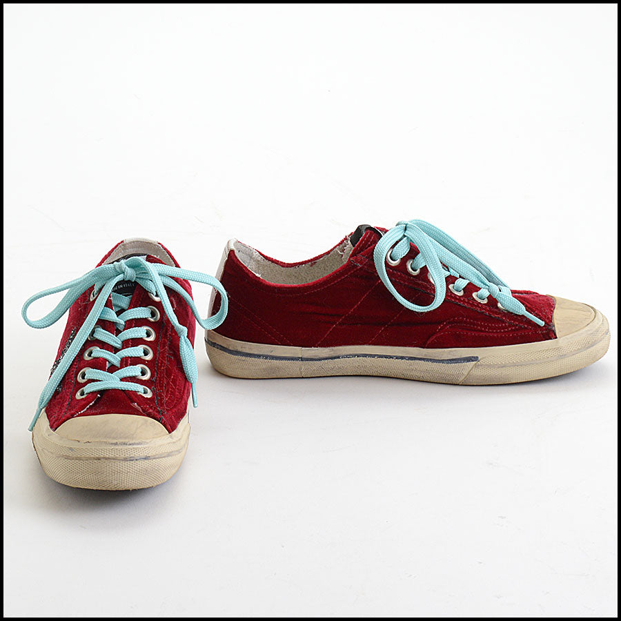 RDC13526 Authentic GOLDEN GOOSE Red Velvet V-star 2 Sneakers Size 39