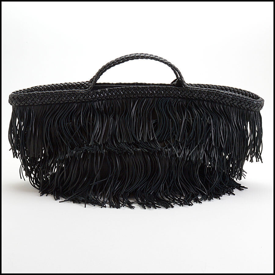 RDC12756 Authentic Saint Laurent Black Nappa YSL Sac Panier Fringe Bag