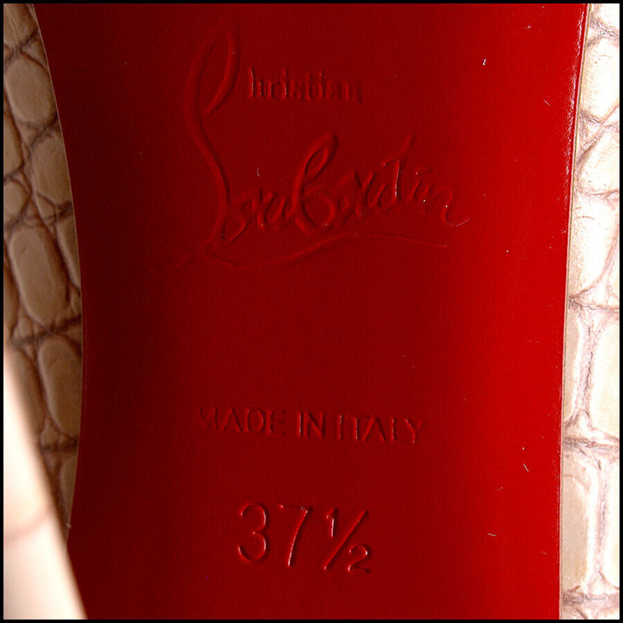RDC13439 Authentic CHRISTIAN LOUBOUTIN Leche Pink Croc Kate 100 Heels Size 37.5