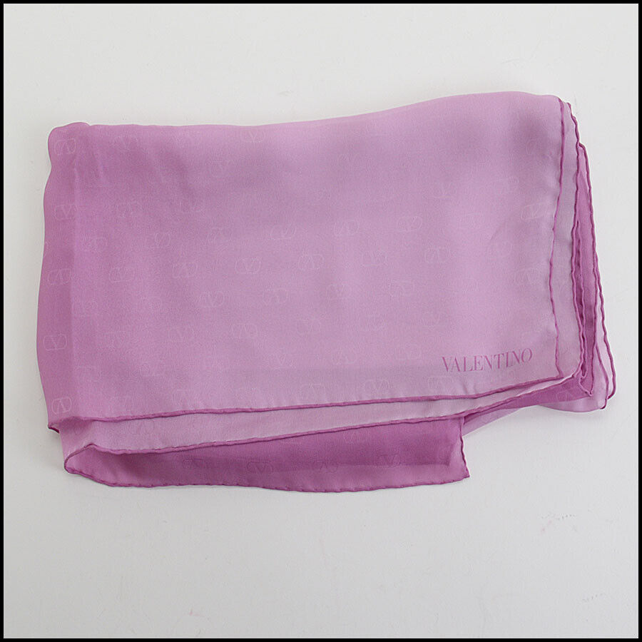 RDC13600 Authentic VALENTINO GARAVANI Lavender to Pink Ombre Silk Chiffon Stole Long Scarf