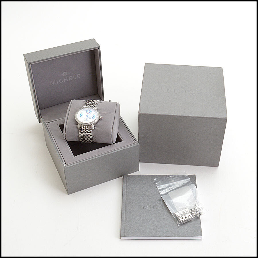 RDC13351 Authentic MICHELE Stainless Steel & Diamond CSX Blue Watch