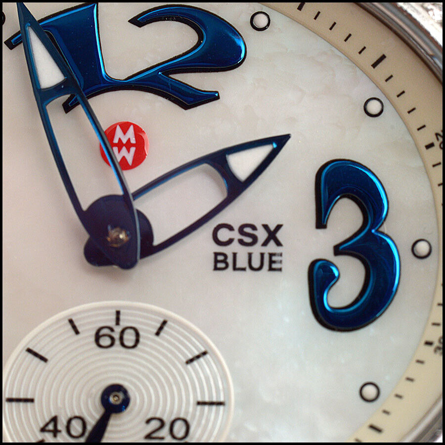 RDC13351 Authentic MICHELE Stainless Steel & Diamond CSX Blue Watch