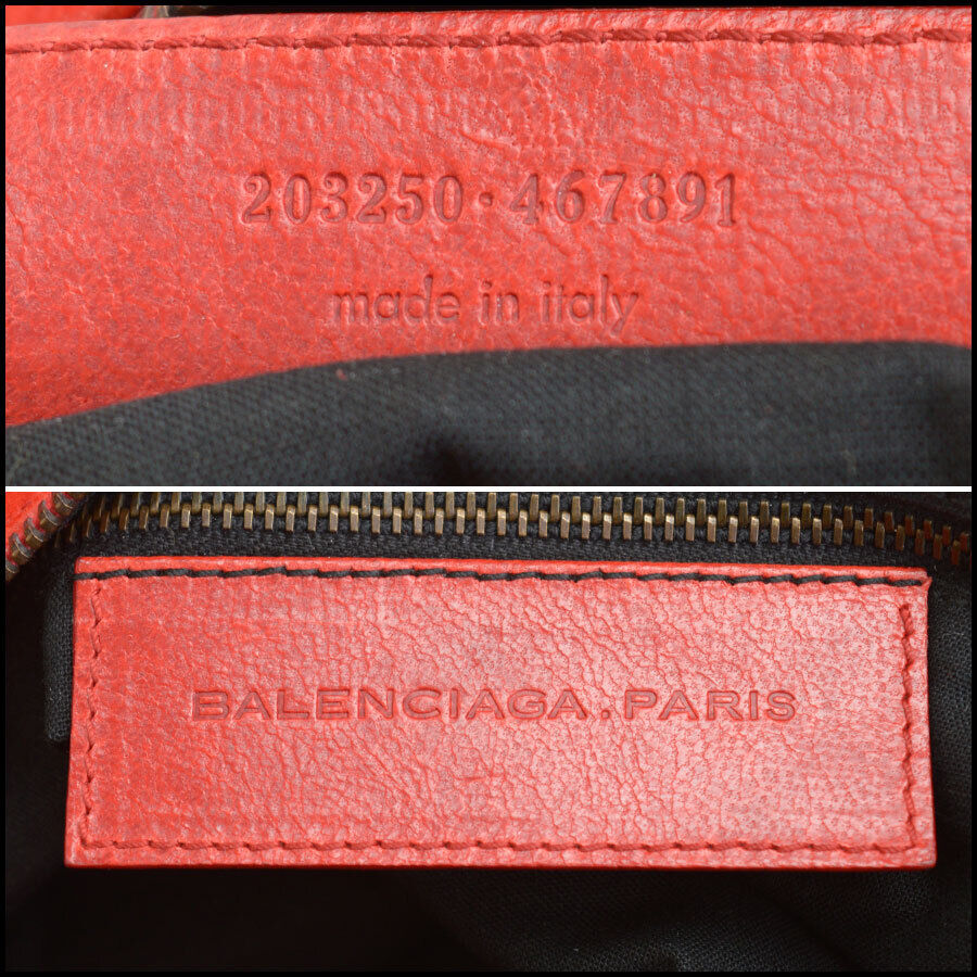 RDC13163 Authentic Balenciaga 2008 Rouge Red Cameau Leather Bowling MM Bag