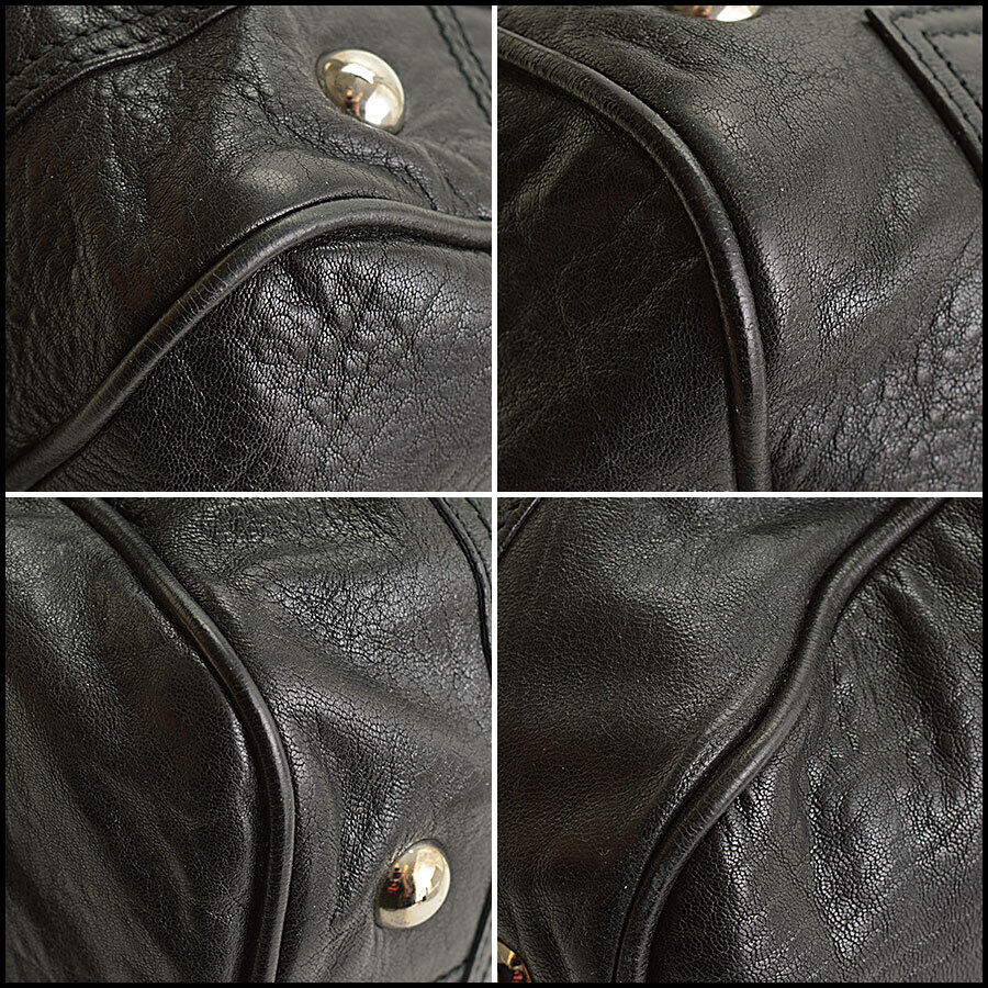 RDC12413 Authentic Balenciaga Black Leather Small Whistle Bag