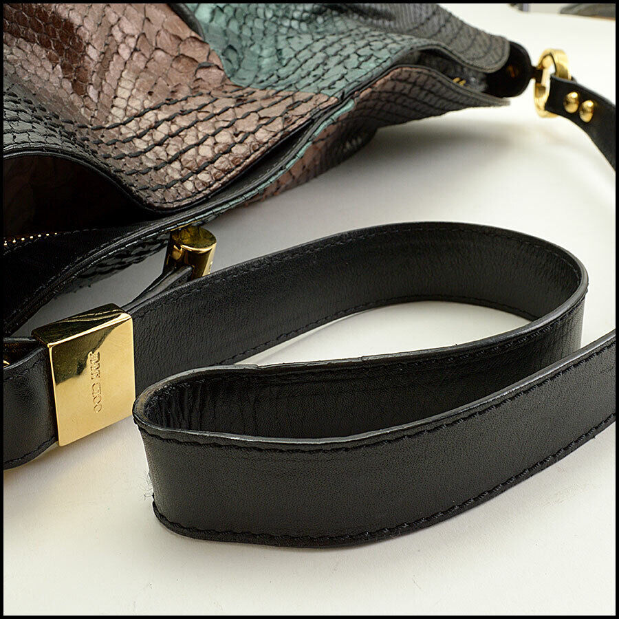 RDC12100 Authentic JIMMY CHOO Tricolor Python Ayse Large Hobo Bag