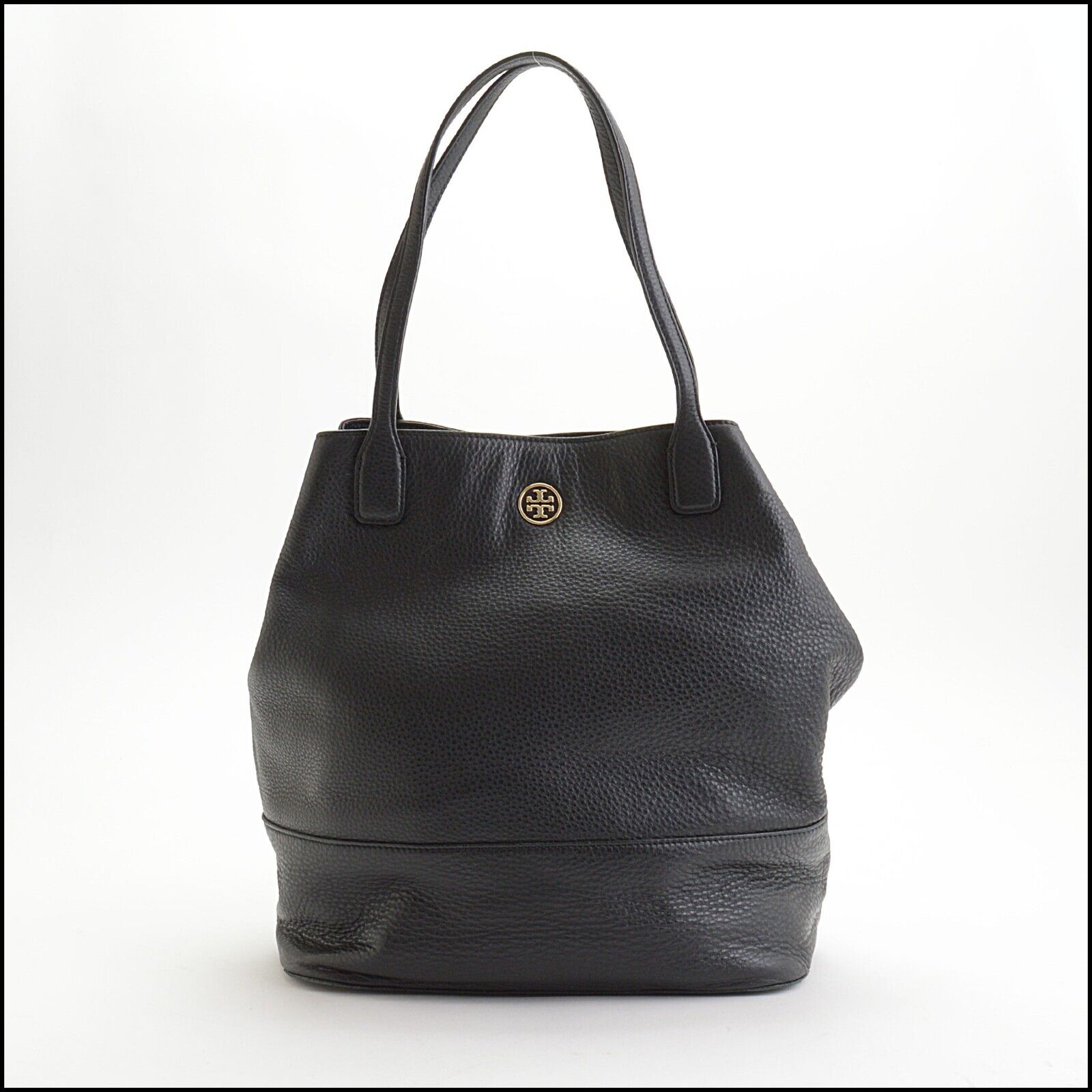 Tory burch black pebbled leather tote on sale