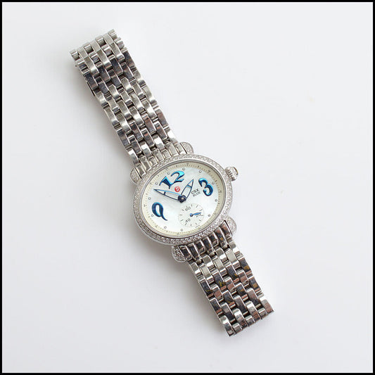 RDC13351 Authentic MICHELE Stainless Steel & Diamond CSX Blue Watch