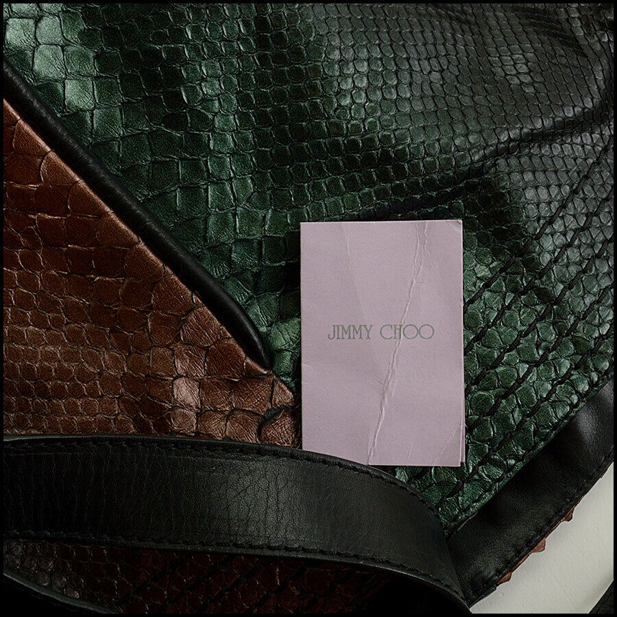 RDC12100 Authentic JIMMY CHOO Tricolor Python Ayse Large Hobo Bag