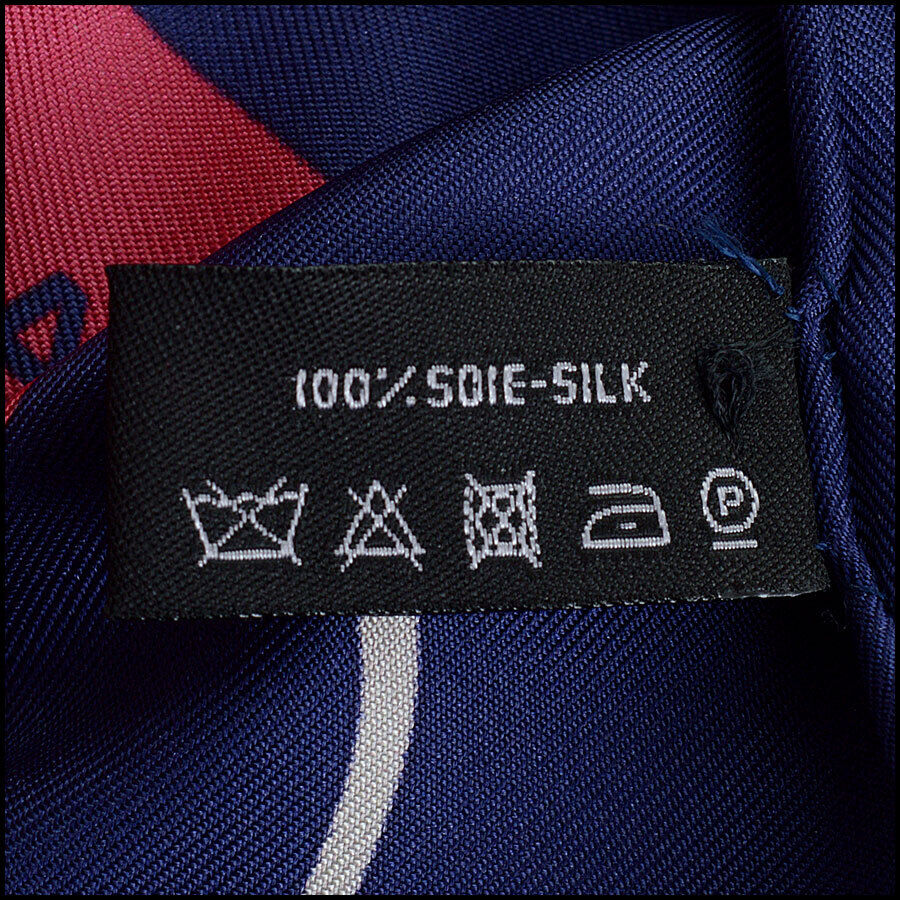 RDC12690 Authentic Chanel Navy/Pink/Ivory Beads & Charms 90cm Silk Scarf