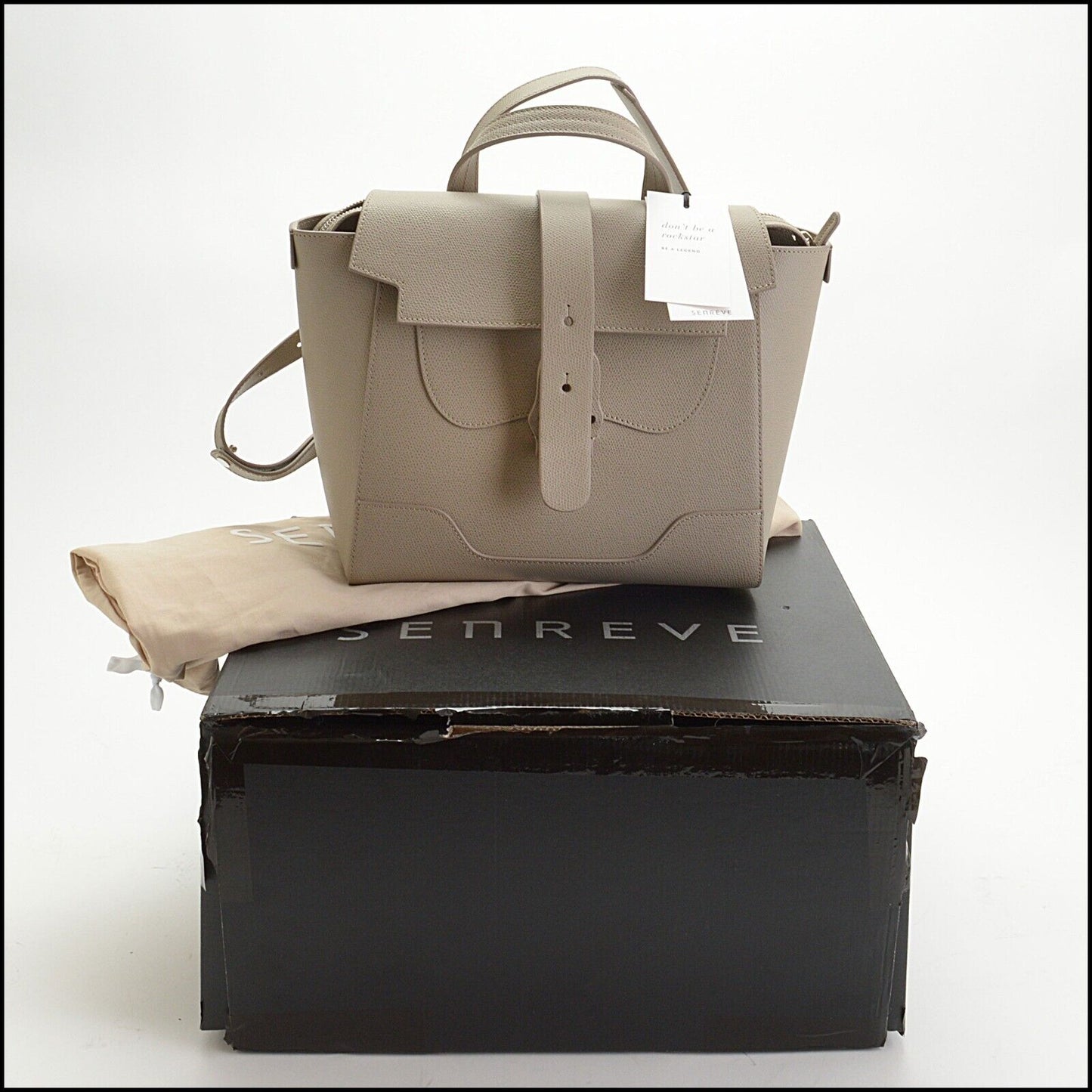 RDC13747 Authentic SENREVE Sand Pebbled Leather Midi Maestra Backpack Tote Bag