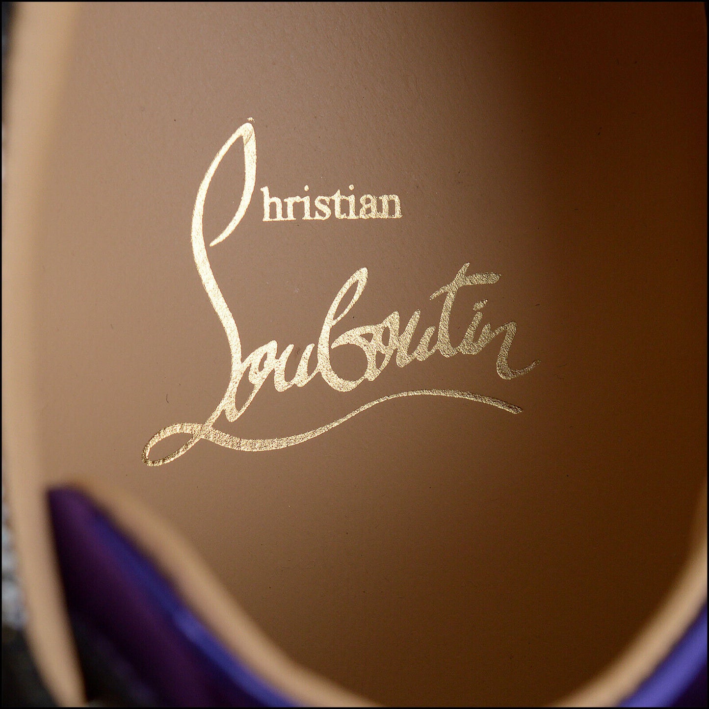 RDC13564 Authentic CHRISTIAN LOUBOUTIN Black & Metallic Purple Sneakers Sz 36.5