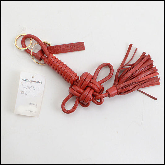 RDC13171 Authentic Balenciaga '17 Rouge Lambskin Lucky Knot Tassel Keyring Charm