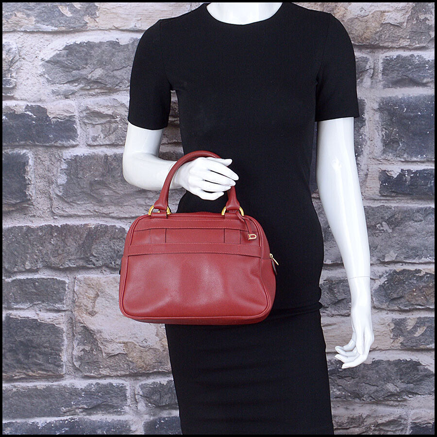 RDC13374 Authentic DELVAUX Red Leather Small Bowler Bag