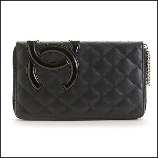 RDC15009 CHANEL '13 Black Cambon Large Zip Around Wallet
