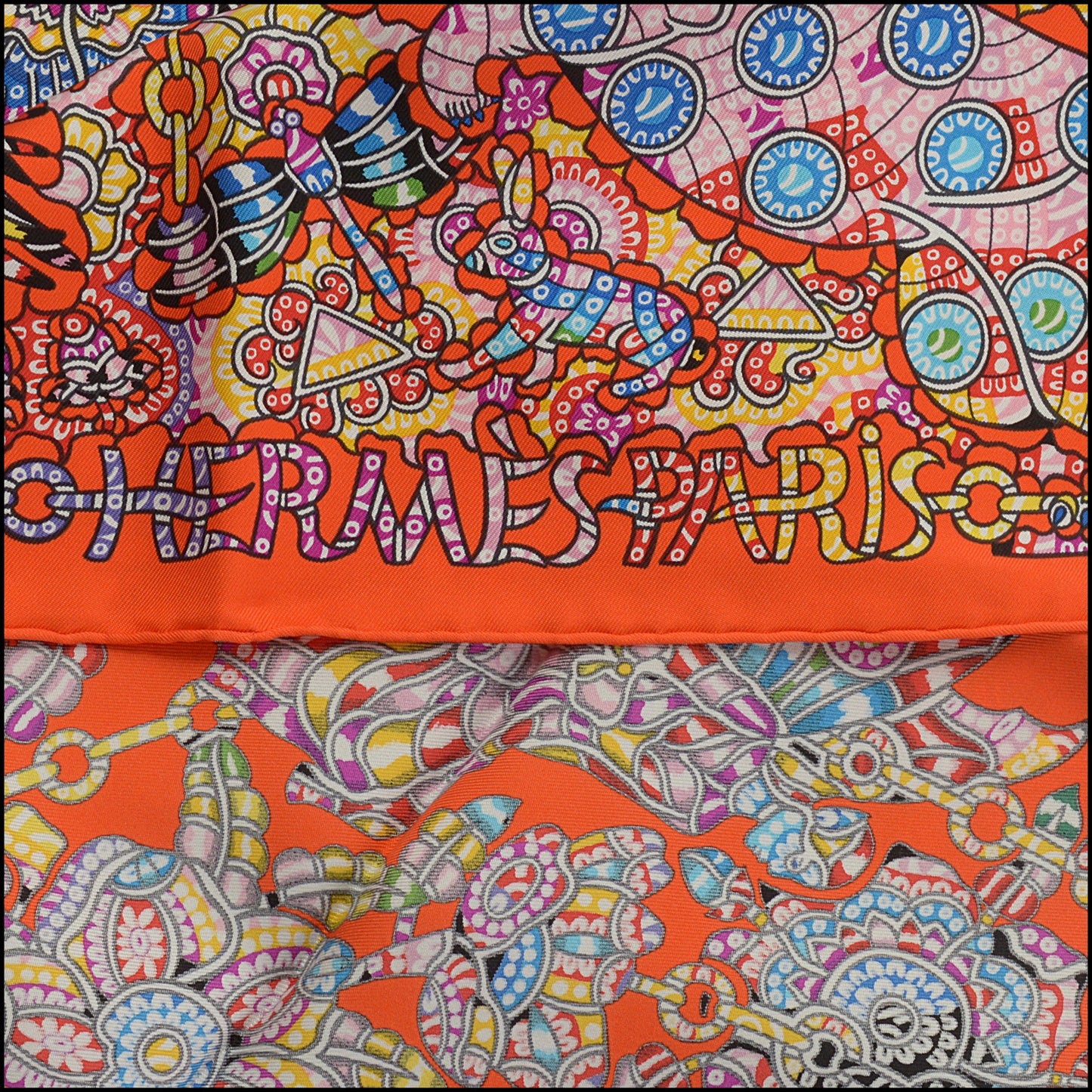 RDC15459 HERMES '20/21 Orange "La Legende de la Foret" Silk Scarf 90cm