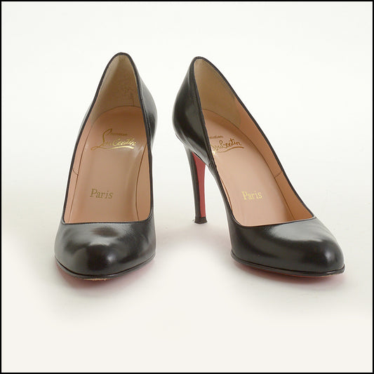 RDC15368 CHRISTIAN LOUBOUTIN Black Kidskin Simple Pump 85 Size 37