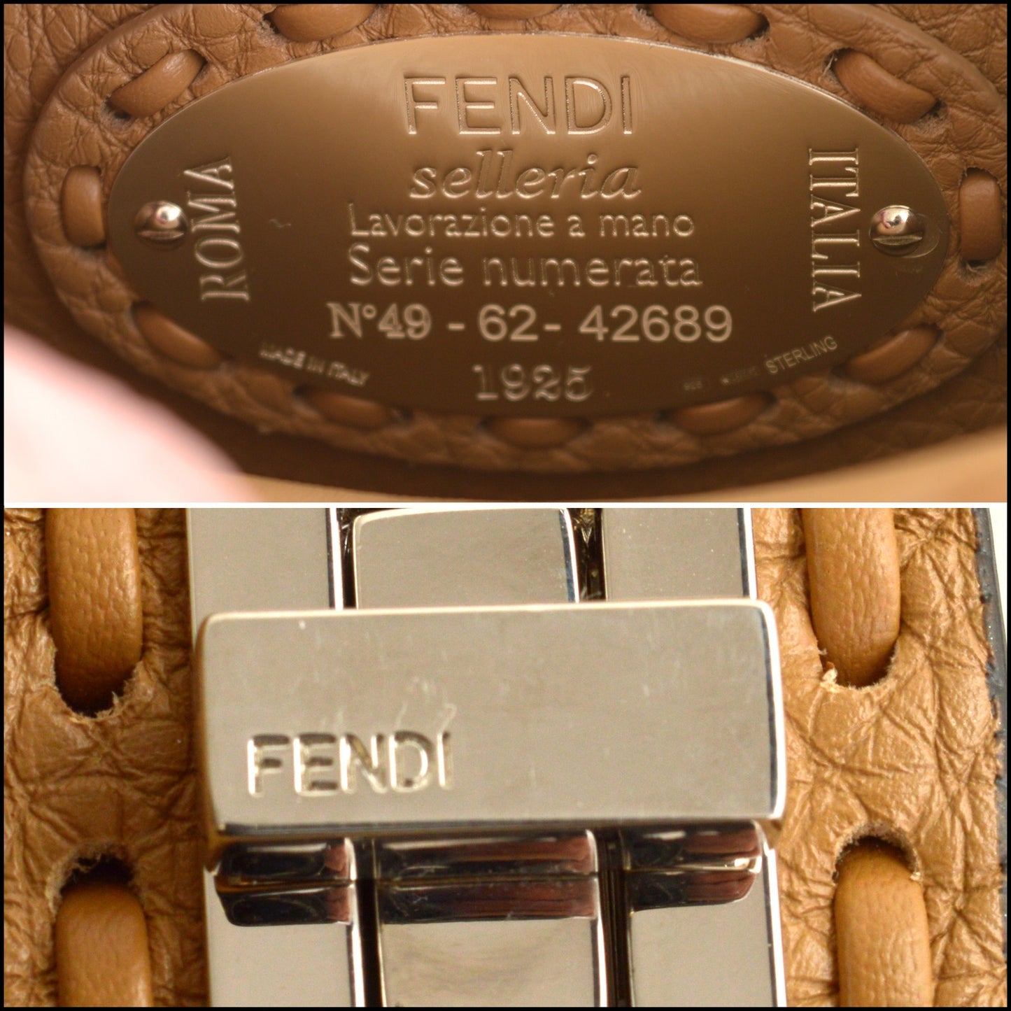 RDC14999 FENDI Selleria '24 Cappucino Calfskin Petite Peekaboo bag