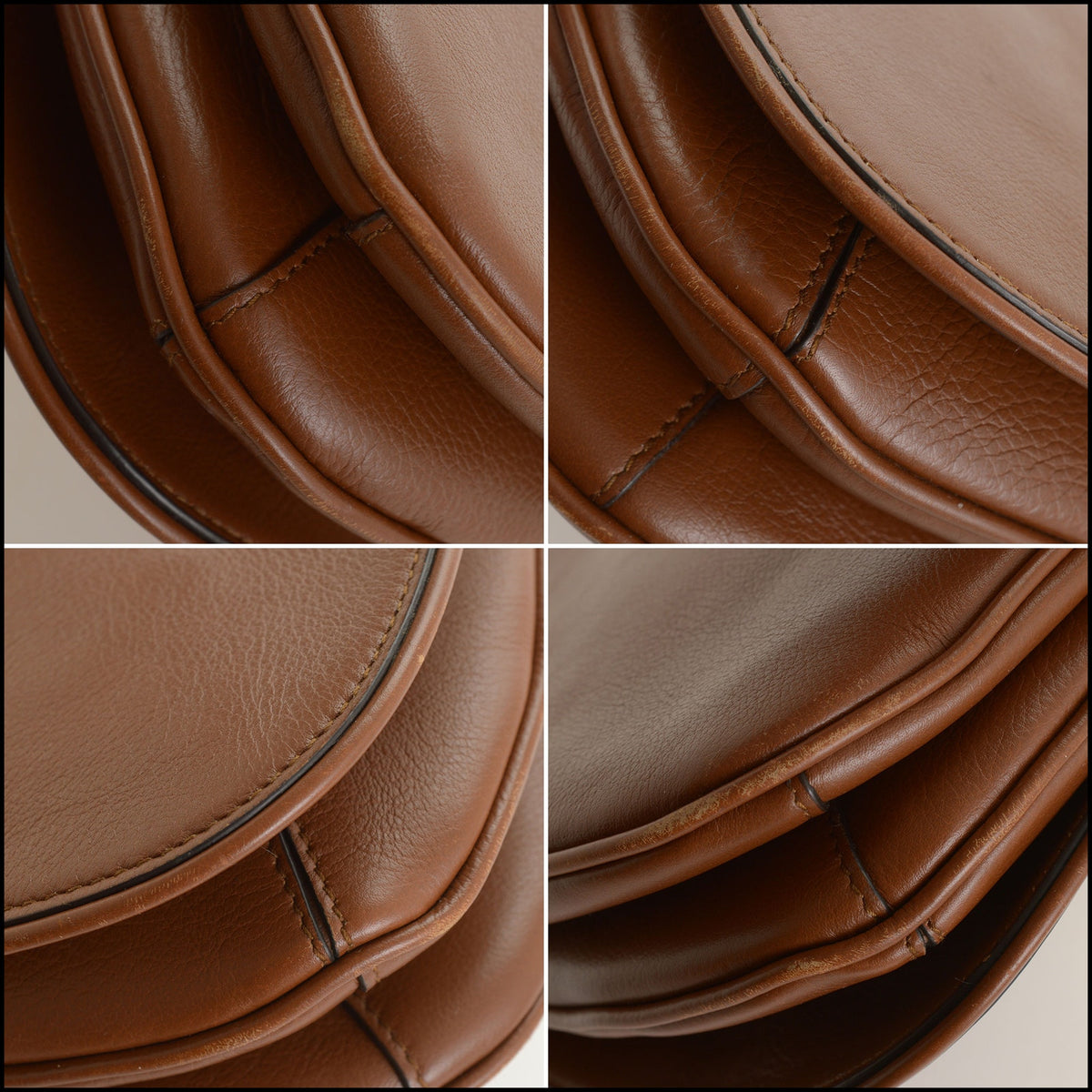 RDC15645 GUCCI Brown Leather Top Handle Blondie Crossbody Bag