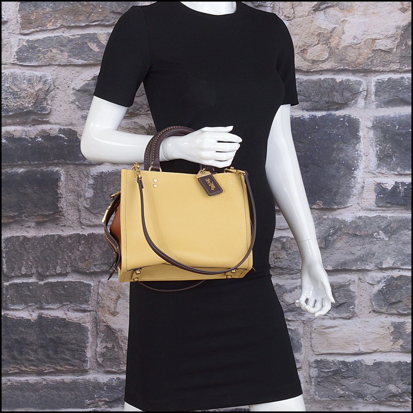 RDC15489 COACH Colorblock Brown/Yellow/Amber Glovetanned Pebbled and Regenerative Leather Rogue